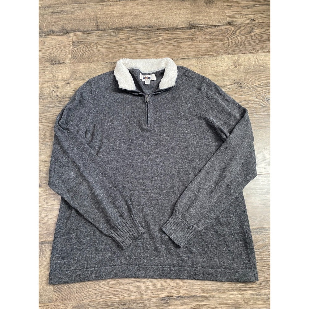 EUC Mens Joseph Abboud long sleeve 1/4 quarter zip sweater sherpa collar size L